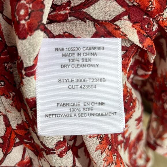 Joie Women's Auberon B Print Silk Top In Coral Rose Size M - Picture 10 of 10